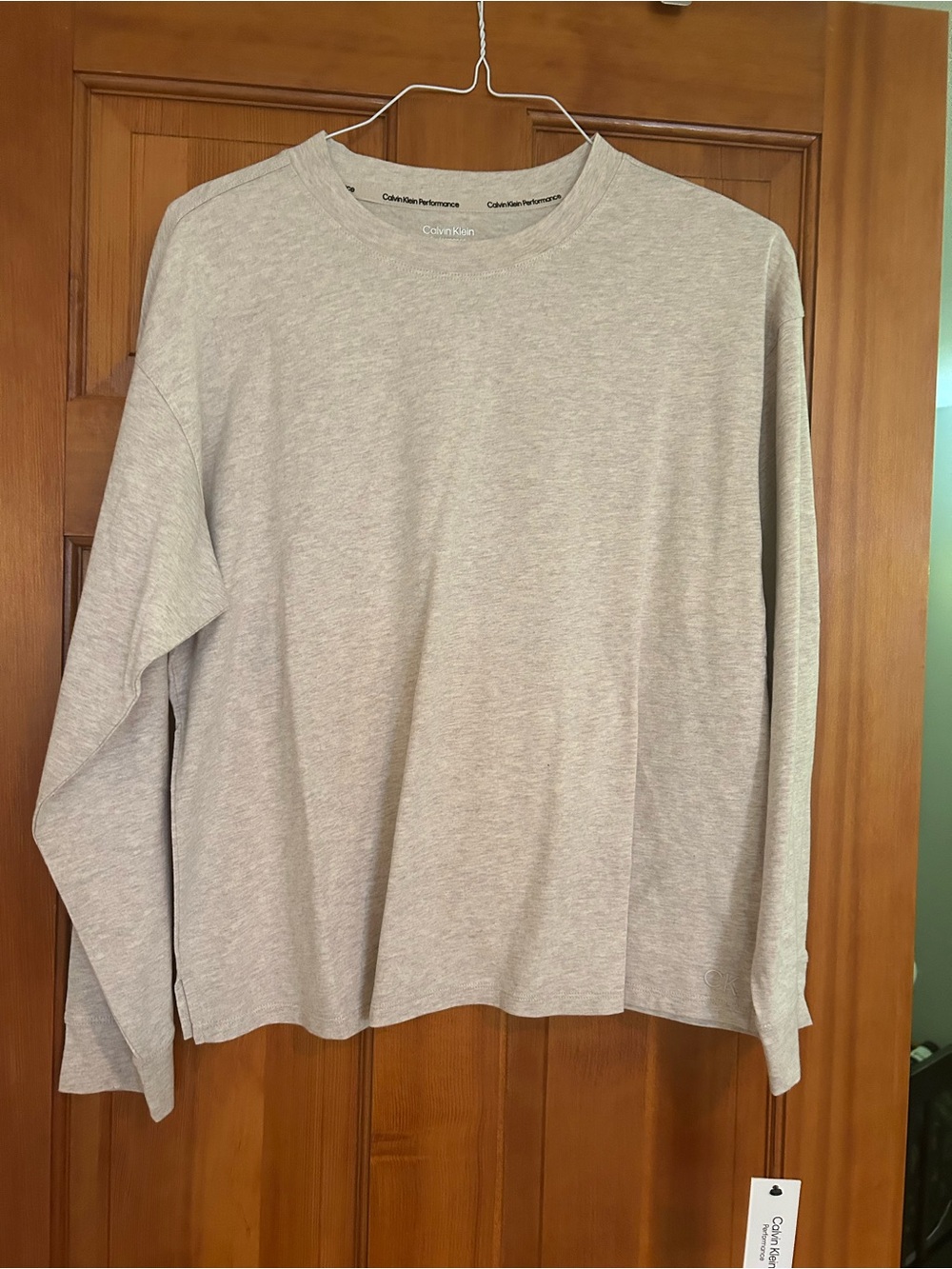 Calvin Klein Light Gray Long-Sleeve Crewneck Shirt